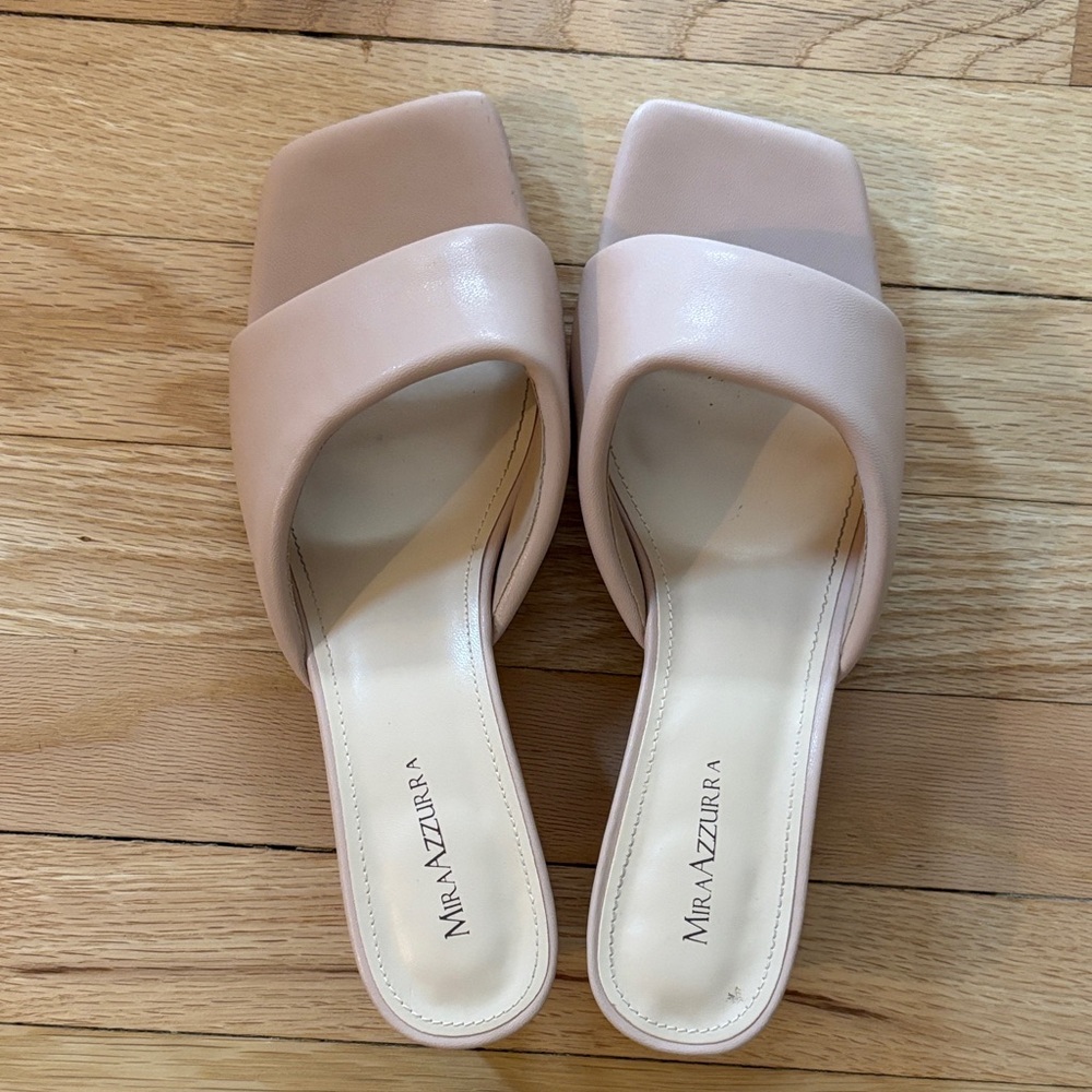 Mira Azzurra Nude Square-Toe Slide Mules